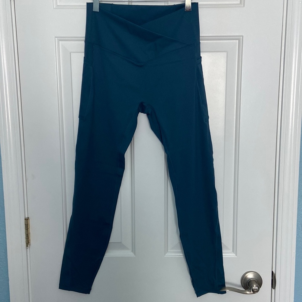Halara Blue Crossover Pocket Leggings